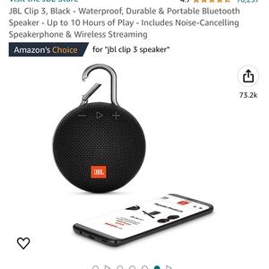 JBL Clip 3, Black - Waterproof, Durable & Portable Bluetooth Speaker -
